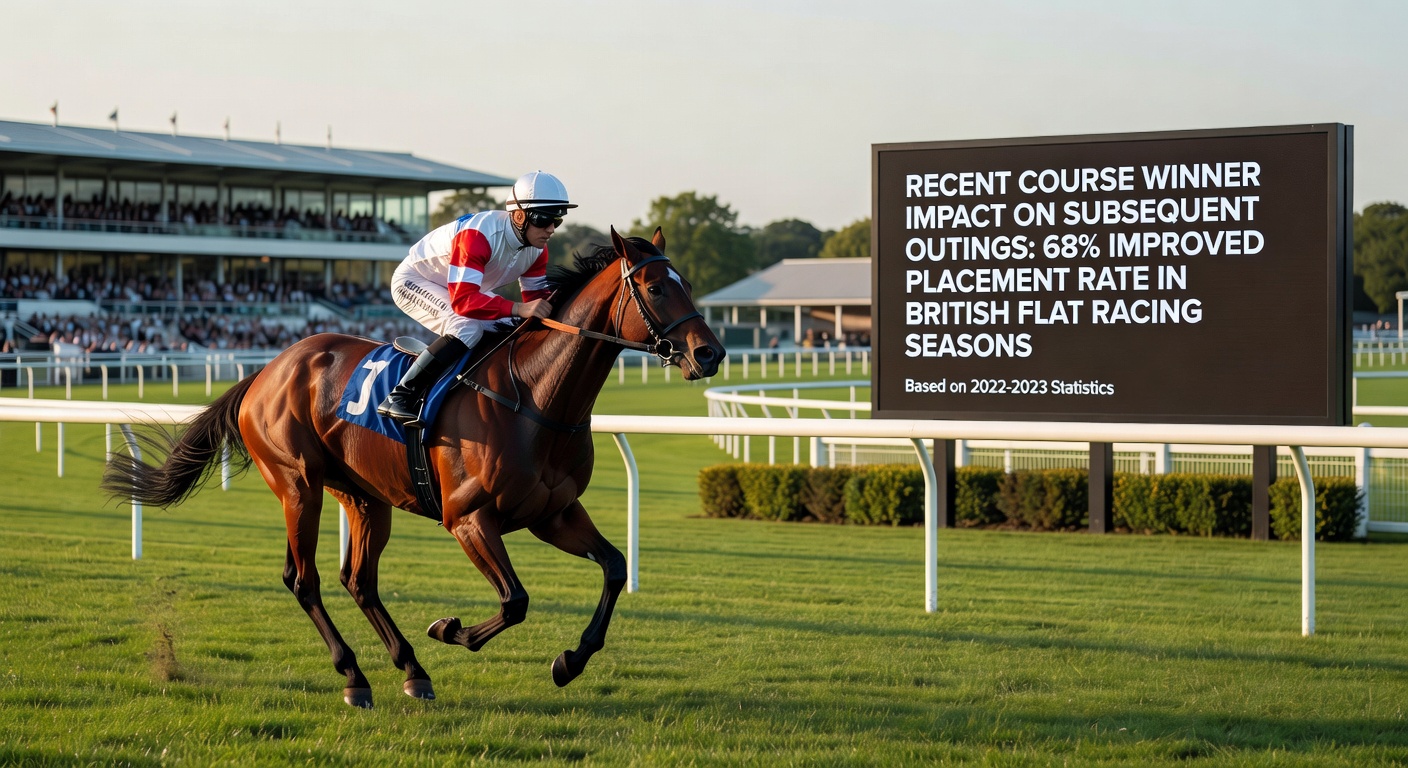 Jockey guiding a thoroughbred across the finish line at a British flat racing venue with spectators in the background