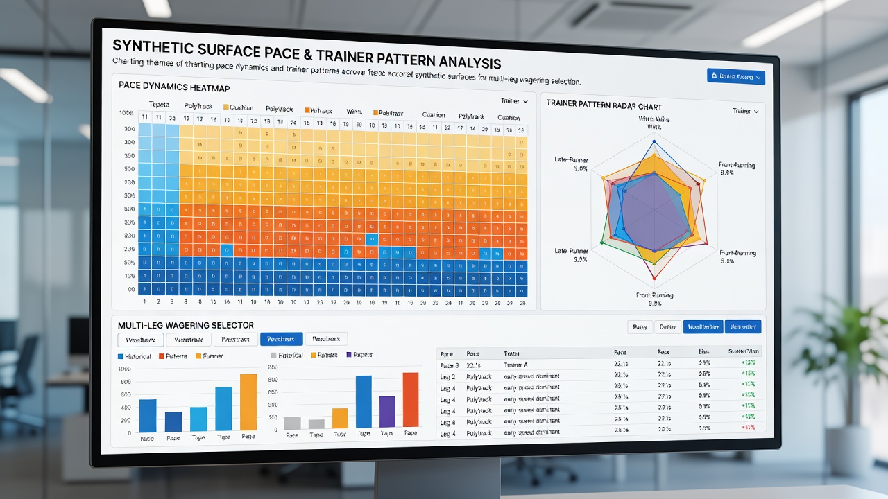 Trainer performance matrix highlighting strike rates and pace preferences on UK synthetic surfaces