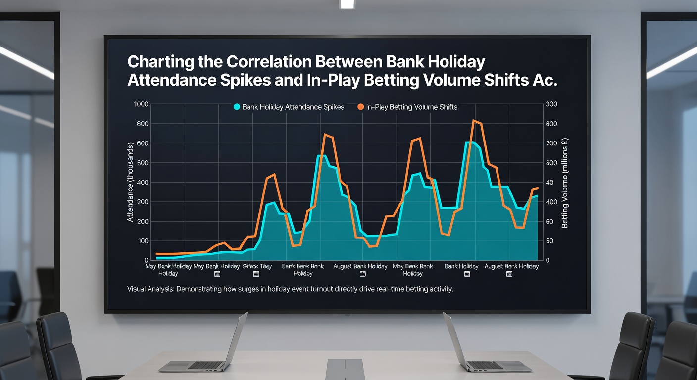 Detailed visualization comparing in-play betting spikes at six different Premier League stadiums on bank holiday weekends versus regular matchdays