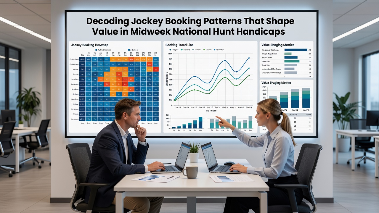 Jockeys preparing for National Hunt handicap races at a midweek meeting