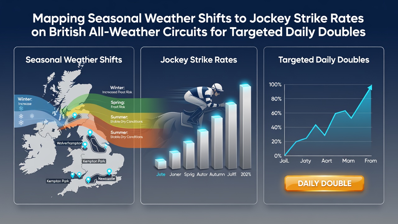 Mapping seasonal weather patterns across British all-weather racecourses with jockey performance overlays