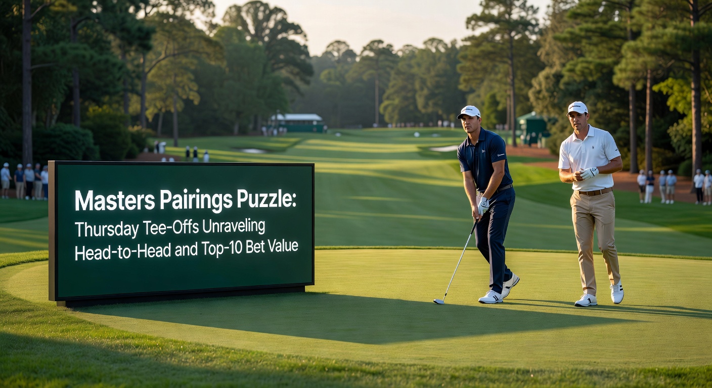 Data visualization of Masters Thursday scoring averages by tee-time wave, highlighting afternoon advantages in head-to-head matchups