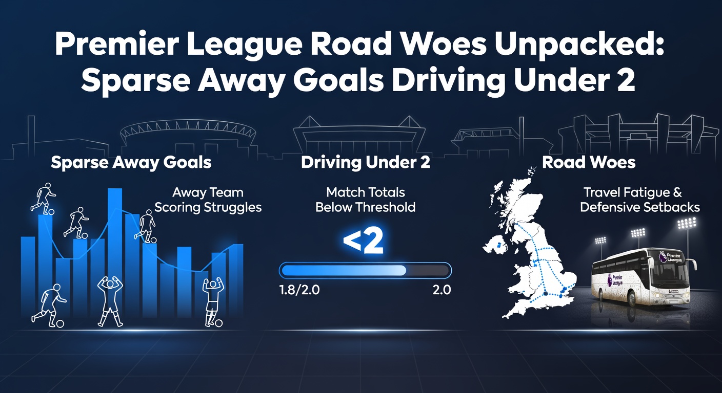 Chart illustrating away vs home goal averages in Premier League, emphasizing sparse scoring for visitors in key matchups