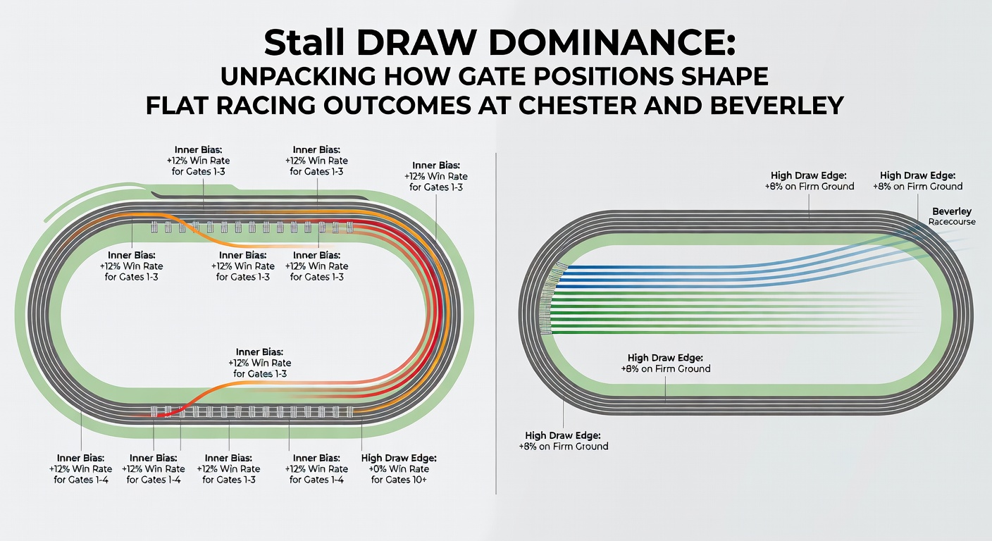 Aerial view of Chester Racecourse showing the tight left-handed loop where low-numbered stalls hug the inside rail