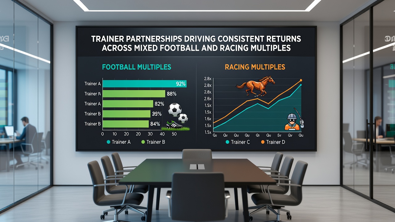 Graph comparing trainer win percentages in June racing meetings against football match result distributions for the same period